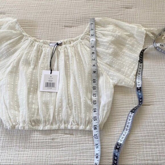 New Onia Colette Cropped Off-The-Shoulder Cotton-Blend Jacquard Top - Picture 11 of 12